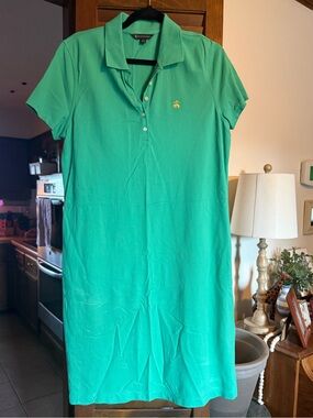 Brooks Brothers XL green pique cotton polo dress FLAWED